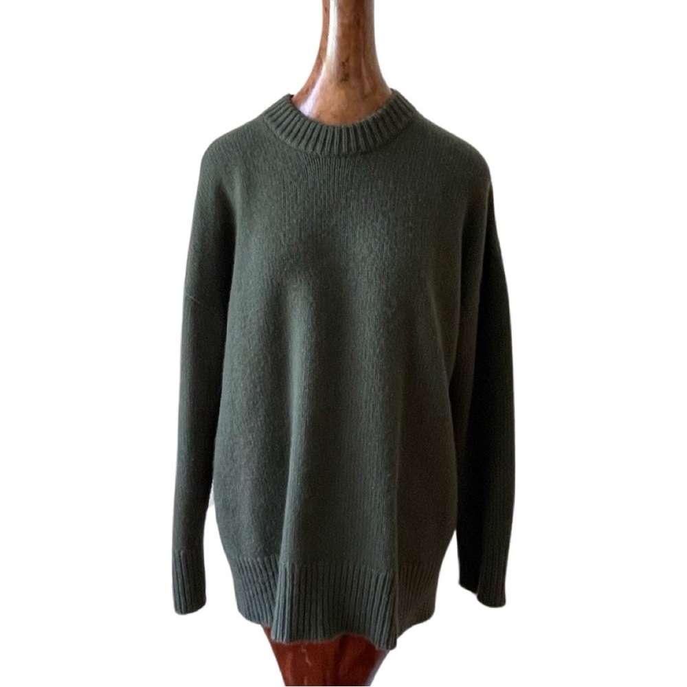 CO Luxury Designer Oversizesd Crew Neck Sweater in Winter Cashmere Green - S